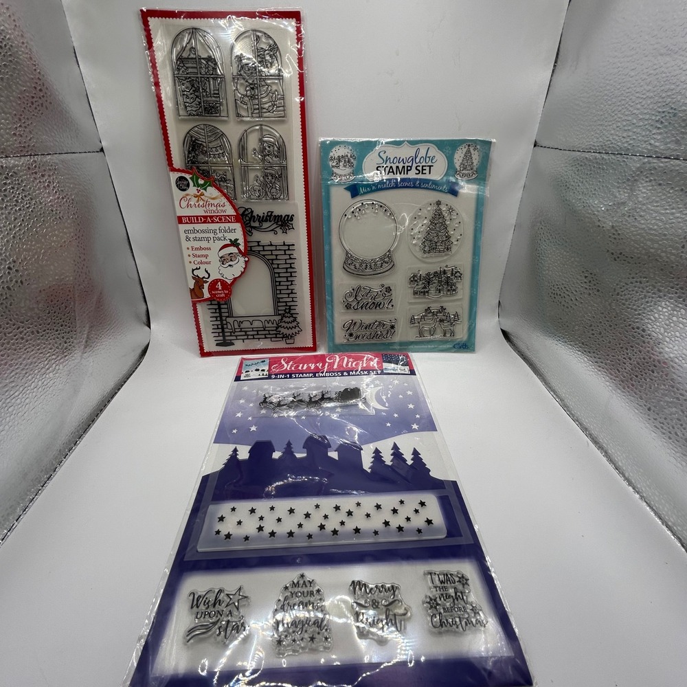 Christmas Craft Stamp‎ & Embossing Set Bundle Jennifer Ellory Starry Night 3pc